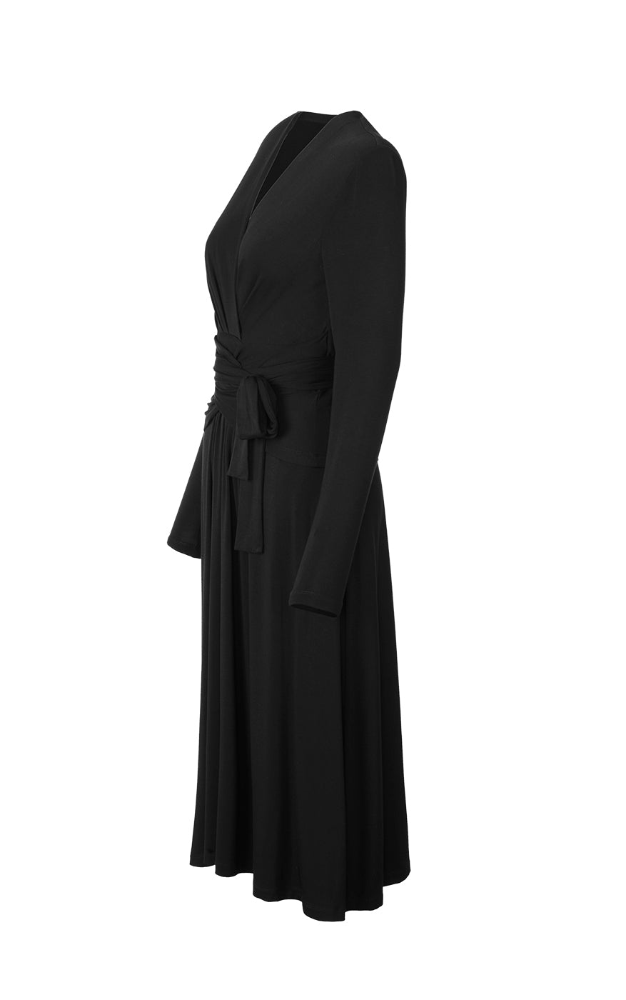 Long Sleeve Black Wrap Dress