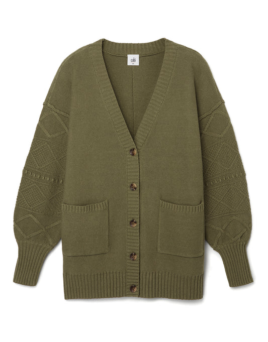 Trinity Stitch Cardigan in Olive